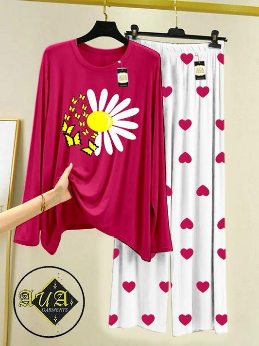 Stylish Sleepwear Set for a Cozy Night's Rest Wear With Multi Printed Set