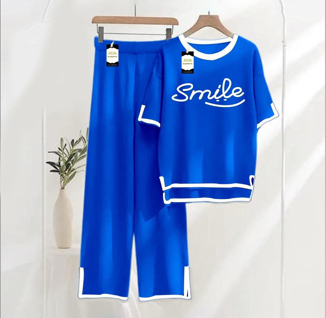 Royal Blue Printed Turkish Winter Co-Ord Set for Women - Warm & Stylish Loungewear