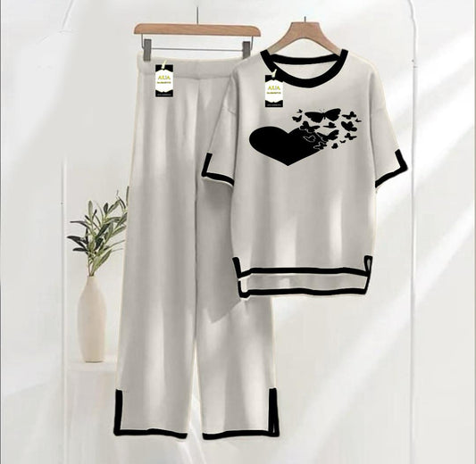 grey Printed Turkish Winter Co-Ord Set for Women - Warm & Stylish Loungewear