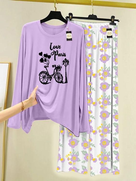 Stylish Sleepwear Set for a Cozy Night's Rest Wear With Multi Printed Set