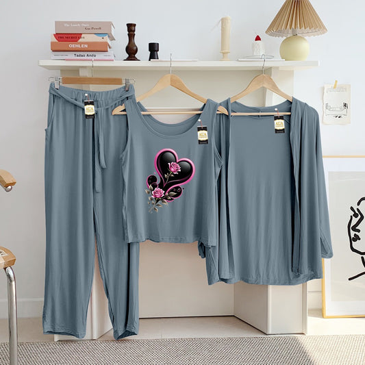 LADIES NIGHT SUIT

3 Pieces Inner Gawn + Trouser