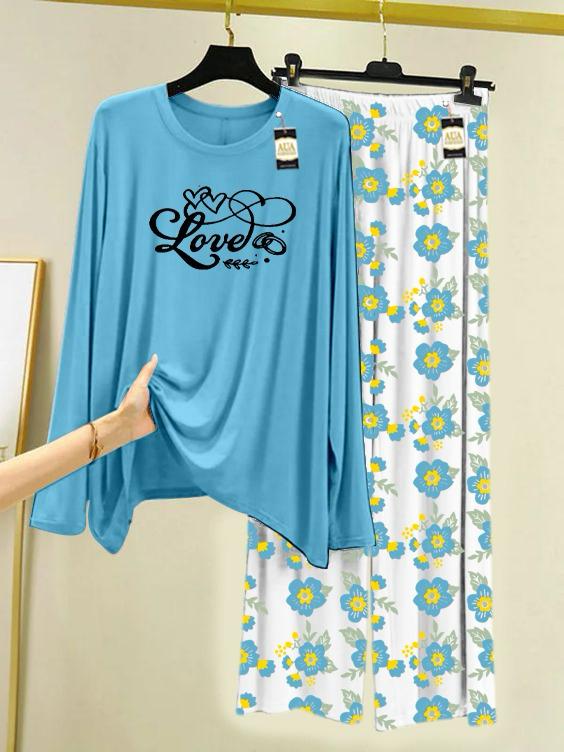 Stylish Sleepwear Set for a Cozy Night's Rest Wear With Multi Printed Set