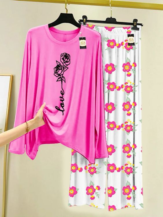 Stylish Sleepwear Set for a Cozy Night's Rest Wear With Multi Printed Set