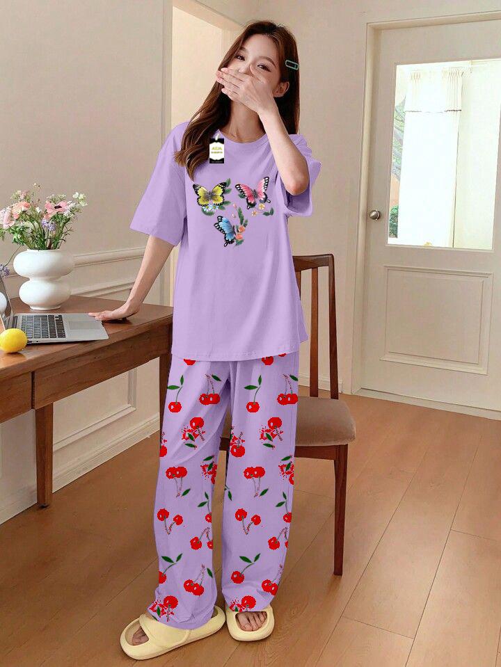 Stylish Sleepwear Set for a Cozy Night's Rest Wear With Multi Printed Set