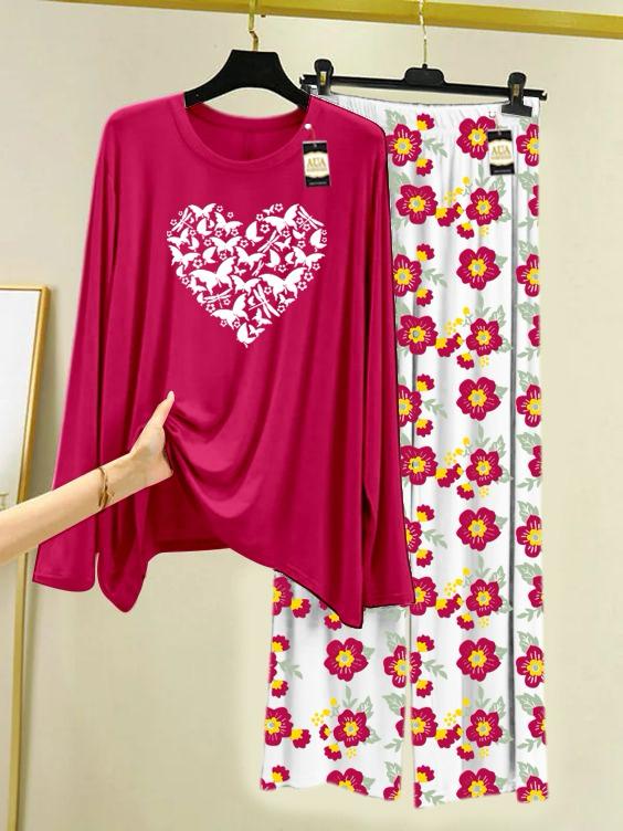 Stylish Sleepwear Set for a Cozy Night's Rest Wear With Multi Printed Set