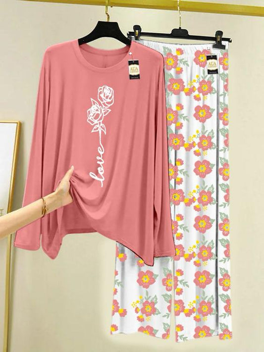 Stylish Sleepwear Set for a Cozy Night's Rest Wear With Multi Printed Set