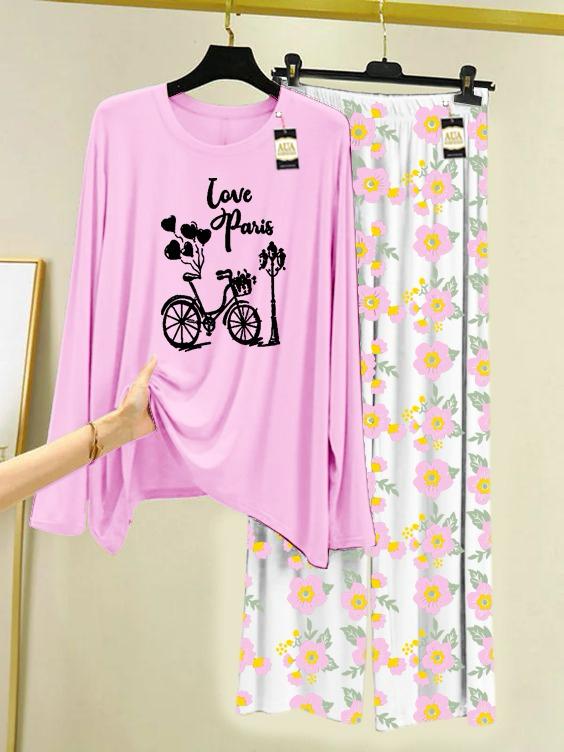 Stylish Sleepwear Set for a Cozy Night's Rest Wear With Multi Printed Set