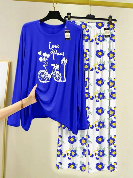 Stylish Sleepwear Set for a Cozy Night's Rest Wear With Multi Printed Set