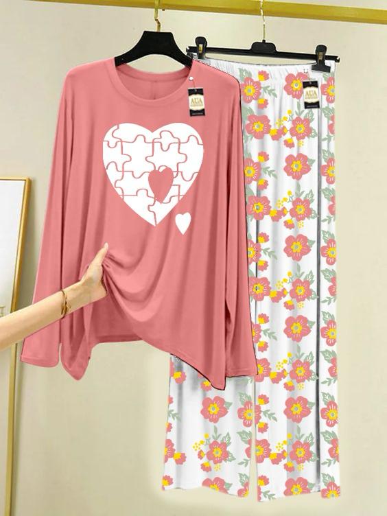 Stylish Sleepwear Set for a Cozy Night's Rest Wear With Multi Printed Set