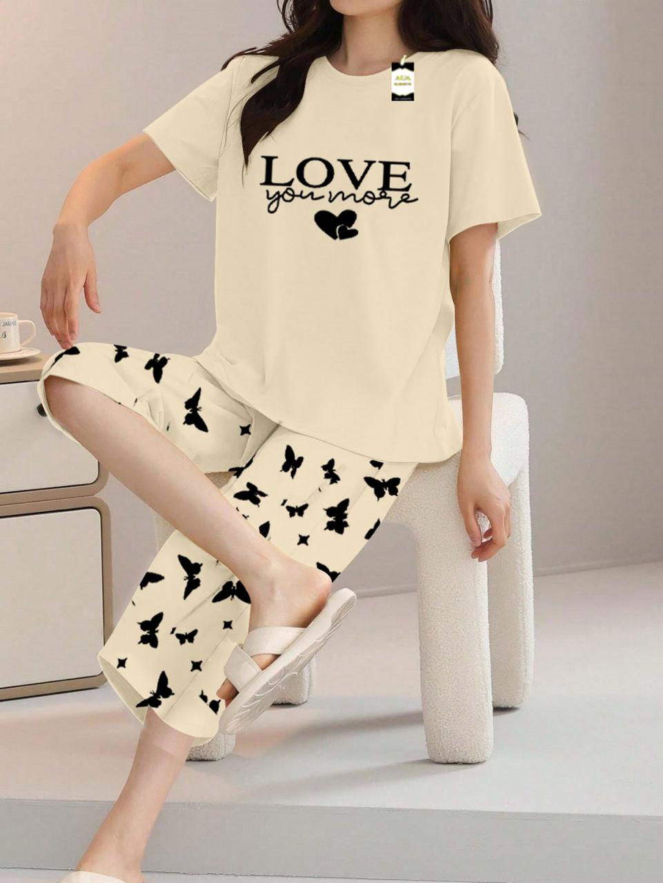 Printed Half-Sleeved Vest For Leisure Home Wear Female Sleepwear Night Dress